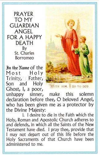 Guardian Angel Happy Death Prayer Card