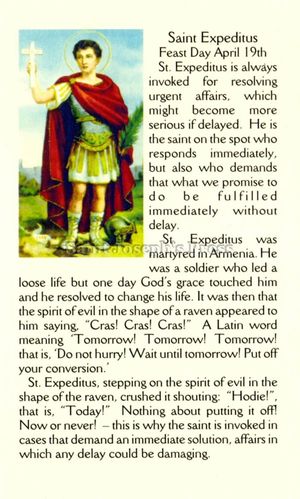 St. Expeditus Prayer Card