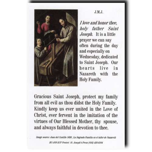 Saint Joseph Family Protection Prayer Card