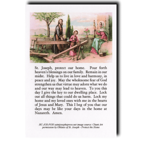 Saint Joseph Protect Our Home Holy Card